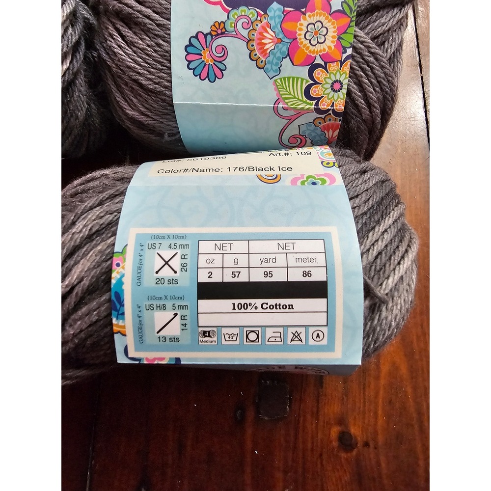 Crafter's Secret Cotton Yarn 176 Black Ice Grey Variegated 13 Skeins 1045yd Bulk - Picture 5 of 5